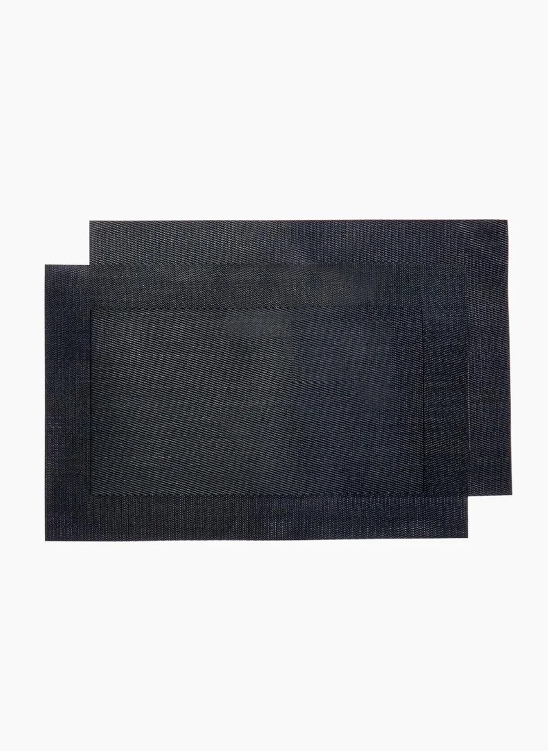 Matalan 2 Pack Black Woven PVC Placemats (45cm x 30cm)